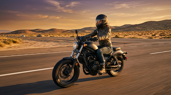 Gloved rider pressing the large button on MotoPods Pro
