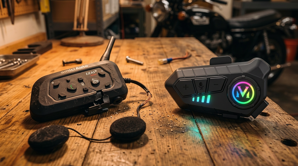 MotoPods Pro controls, speakers and microphone